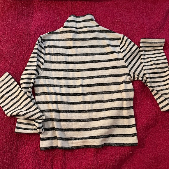 NWOT Rag & Bone Grey Knit Stripe Long Sleeve Turtleneck - Picture 6 of 6